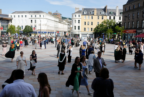 People in the City Square at Graduation