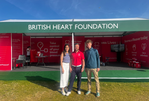 School of Medicine staff outside the British Heart Foundation at the Senior Open Championship 