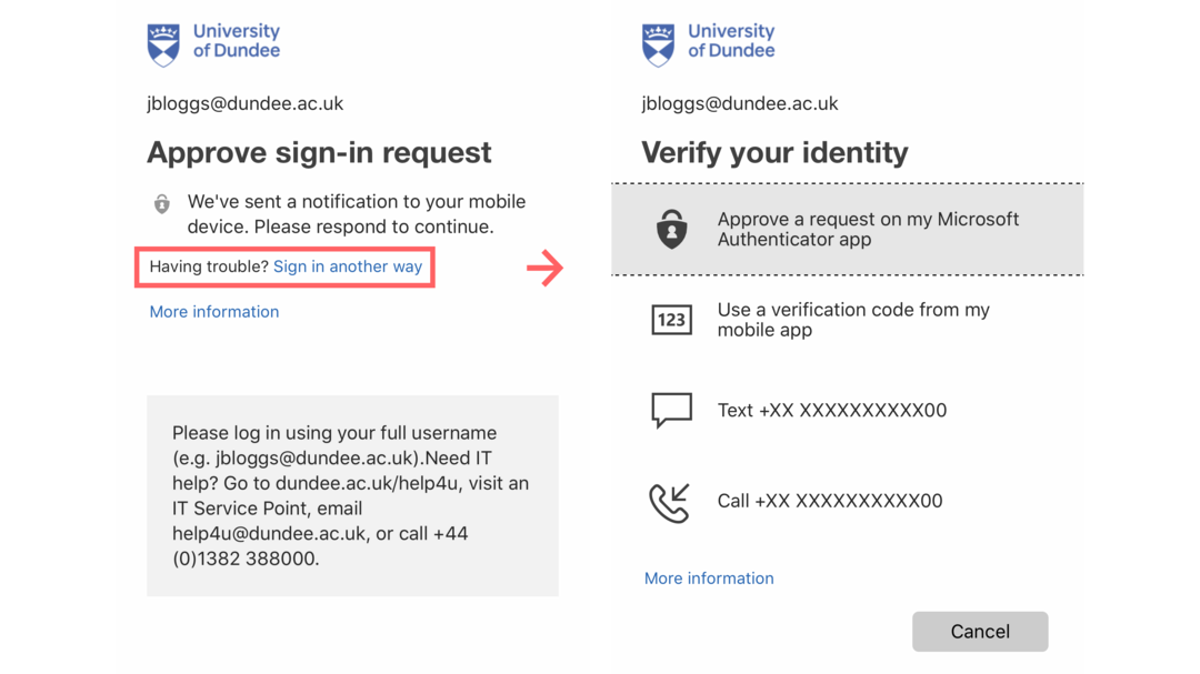 Sign in another way (multi-factor authentication)