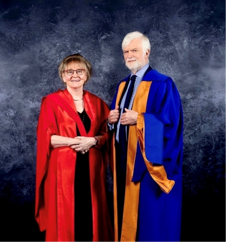 Professor Jill Belch stands next to Professor Skea who received an honorary fellowship degree