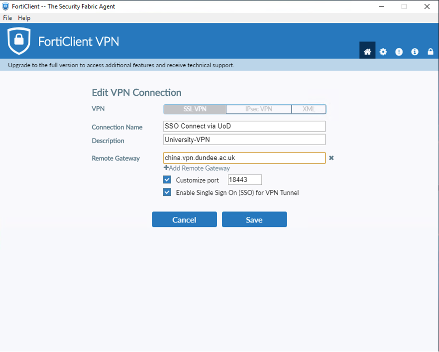 fortinet vpn client set inactivity timeout