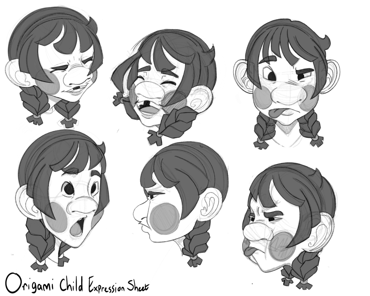 Expression sheet for the Child in the Film, Origami.