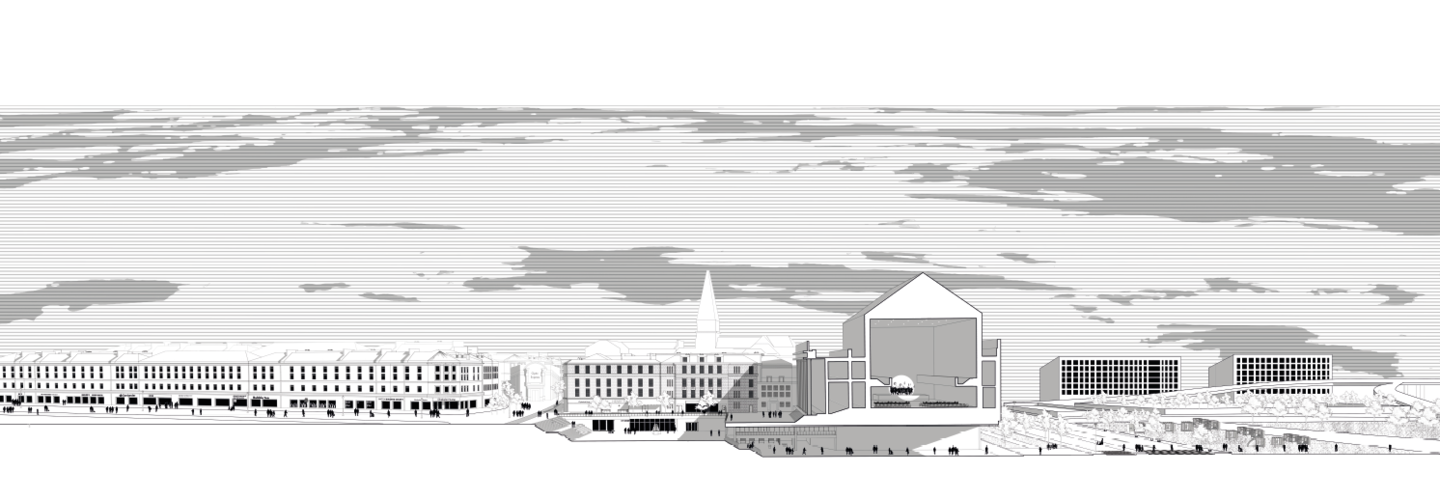Proposing a new pathway to overcome the Caird Hall's barrier and seamlessly connect Dundee's waterfront with its city centre.