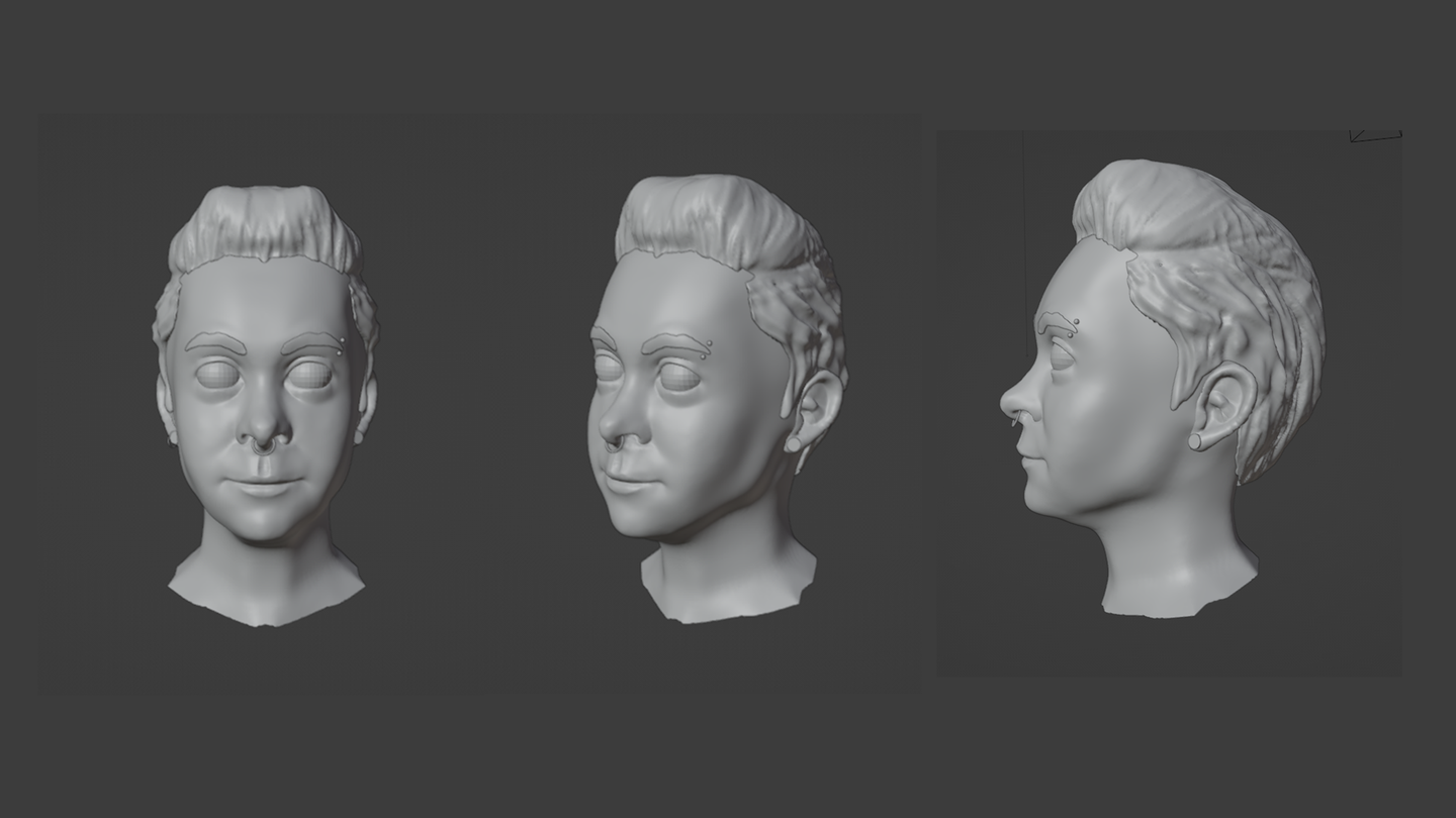 A 3D sculpted self-portrait of the artist